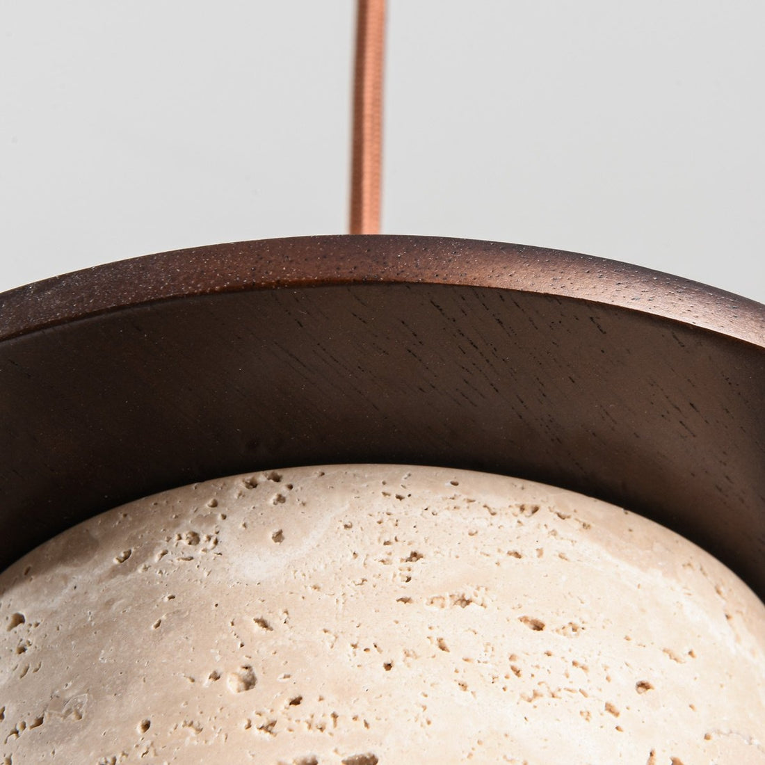 Hoshi Travertine & Wood Pendant Light — 3 Lights