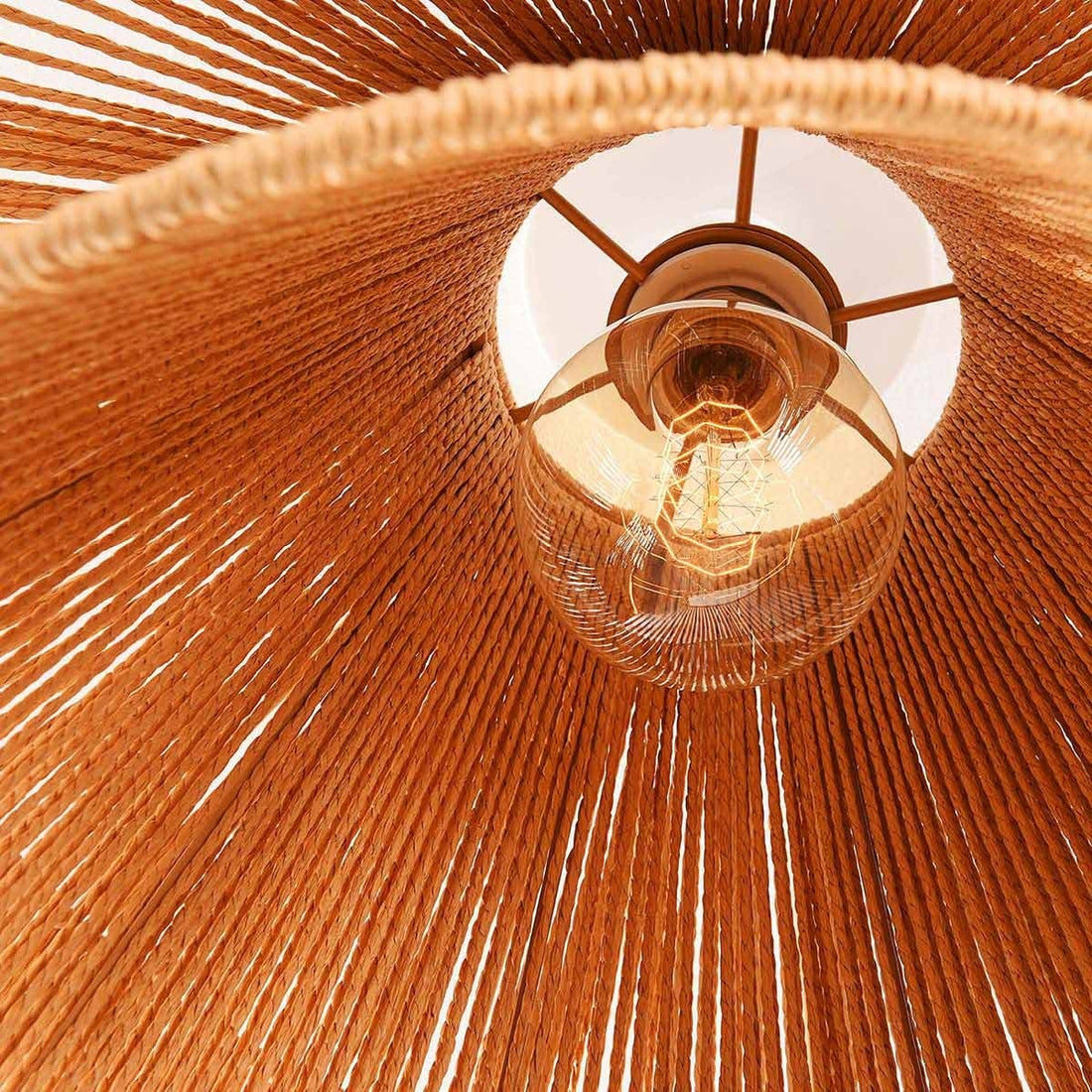 Ravel Woven Paper Cord Ceiling Light — White & Natural