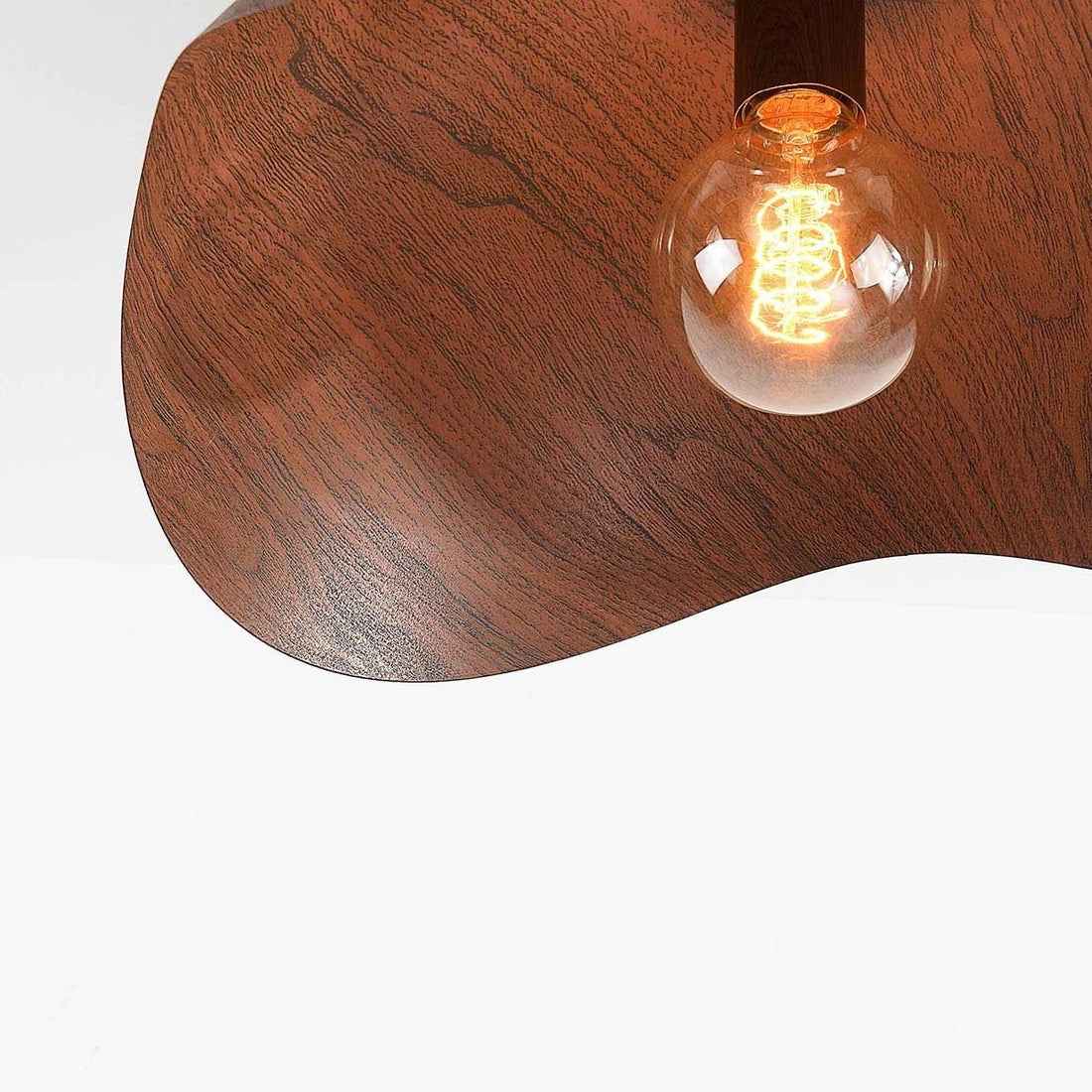 Nami Wavy Metal Ceiling Light — Walnut Look
