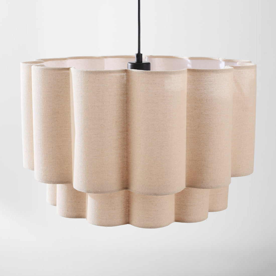 Yuki Wavy Linen Pendant Light — Beige