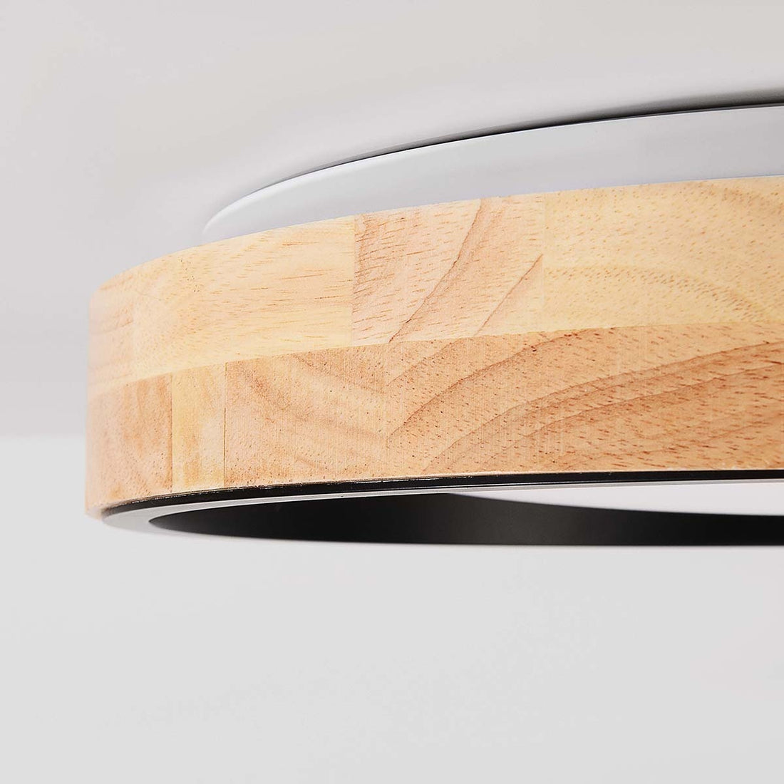 Oda LED Ceiling Light — Black & Oak Look, 41 cm