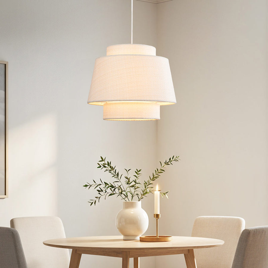 Elin Fabric Drum Pendant Light — White, 40 cm