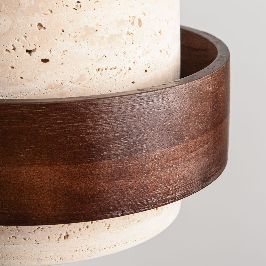 Tsumi Travertine & Wood Pendant Light — 2 Lights