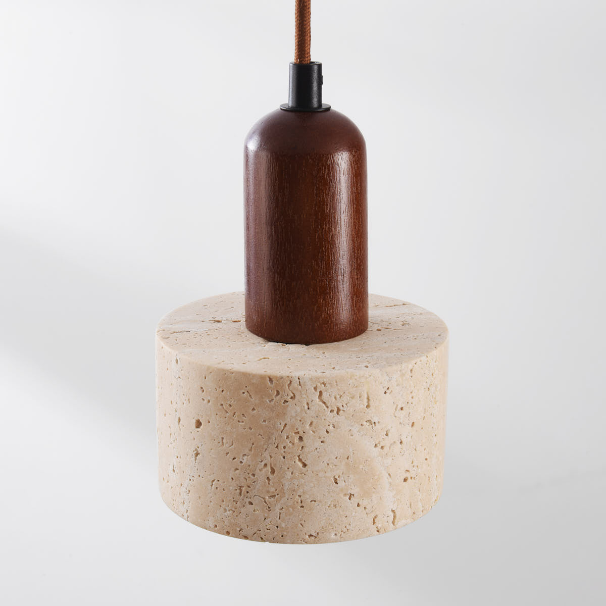 Taoka Travertine & Wood Pendant Light — Single