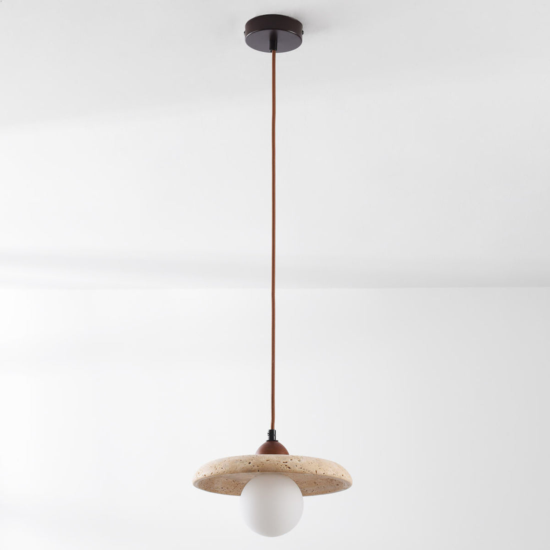 Kiyomi Travertine & Glass Pendant Light — Beige