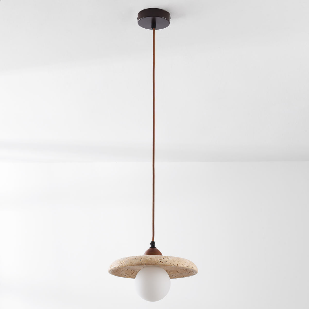 Kiyomi Travertine & Glass Pendant Light — Beige