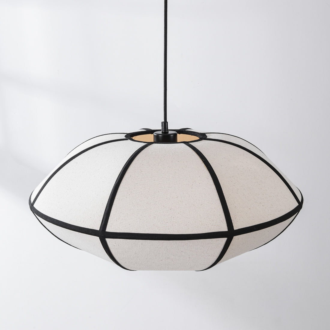 Ren Linen Pendant Light — Beige & Black, 50 cm