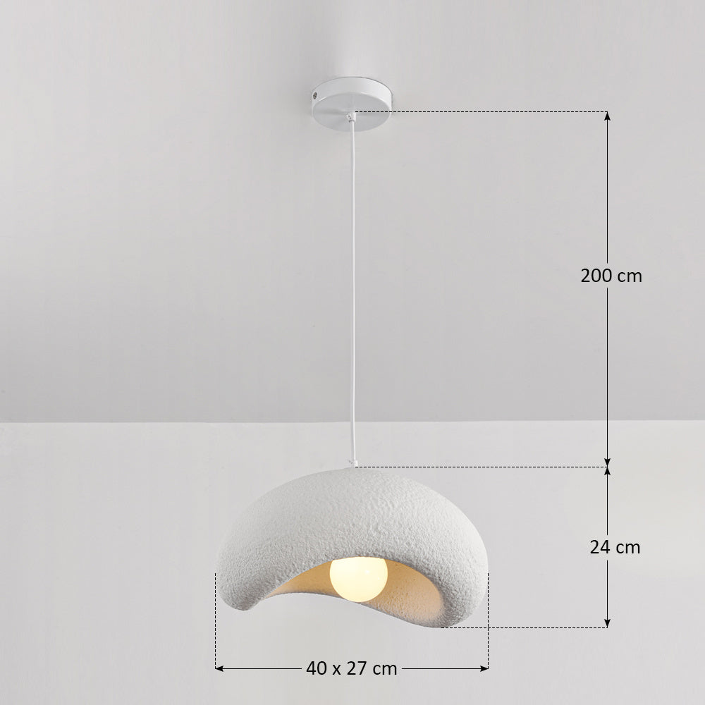 Katsura Layered Stone-Effect Pendant Light — White, 40 cm