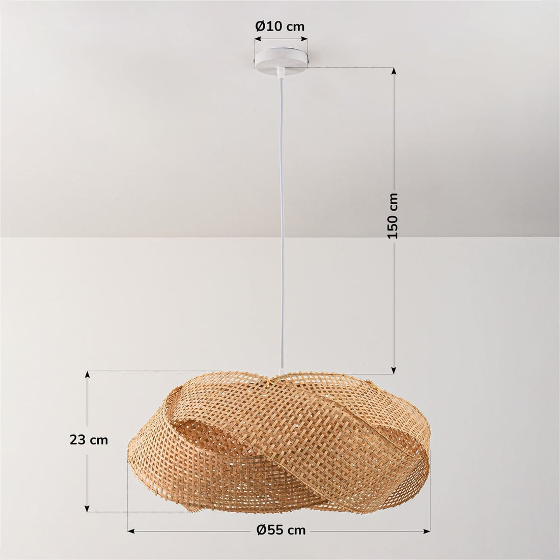 Kumi Woven Bamboo Pendant Light — Natural, 55 cm
