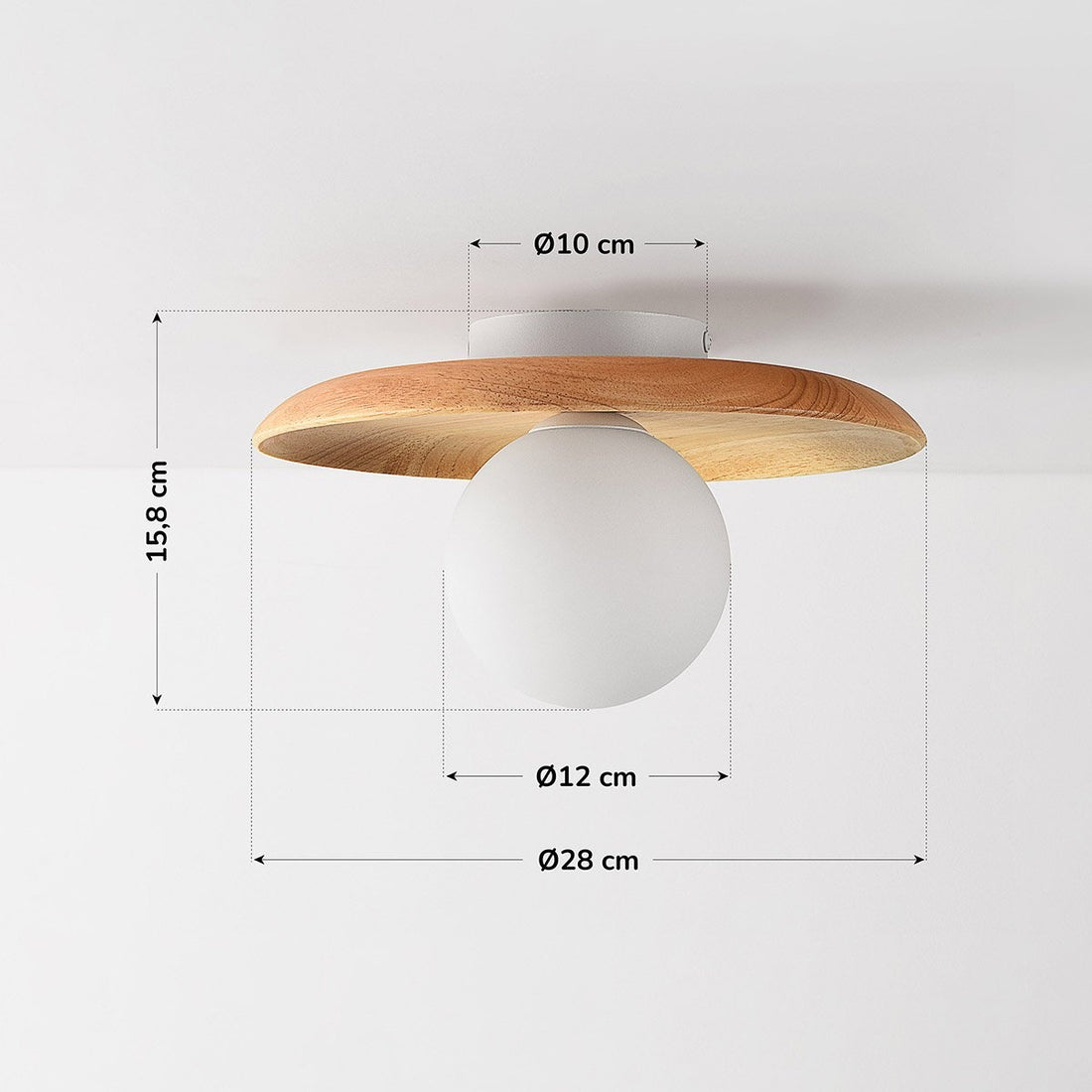 Ludo Wood & Opal Glass Ceiling Light — Light Wood