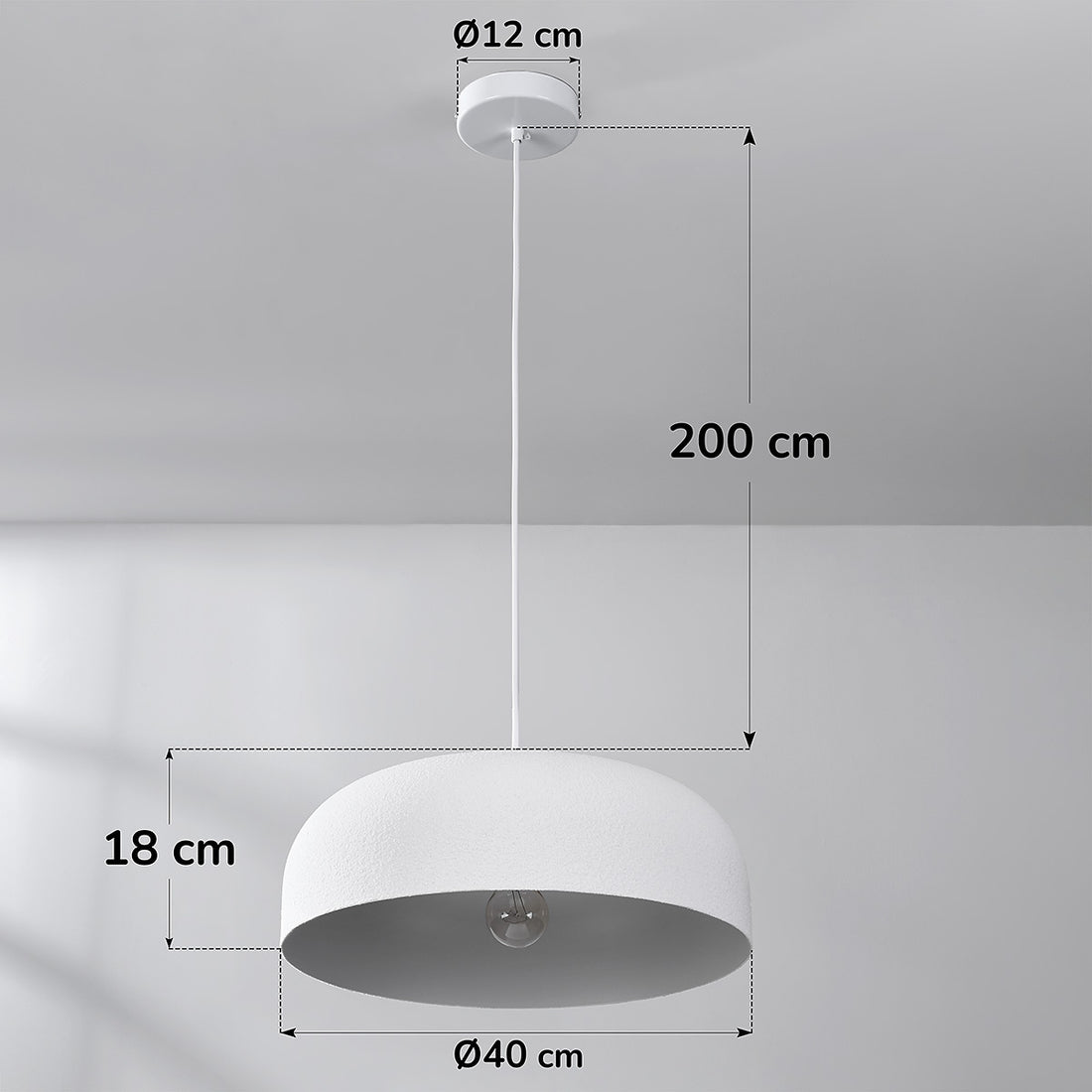 Nube Round Disc Pendant Light — White, 40 cm