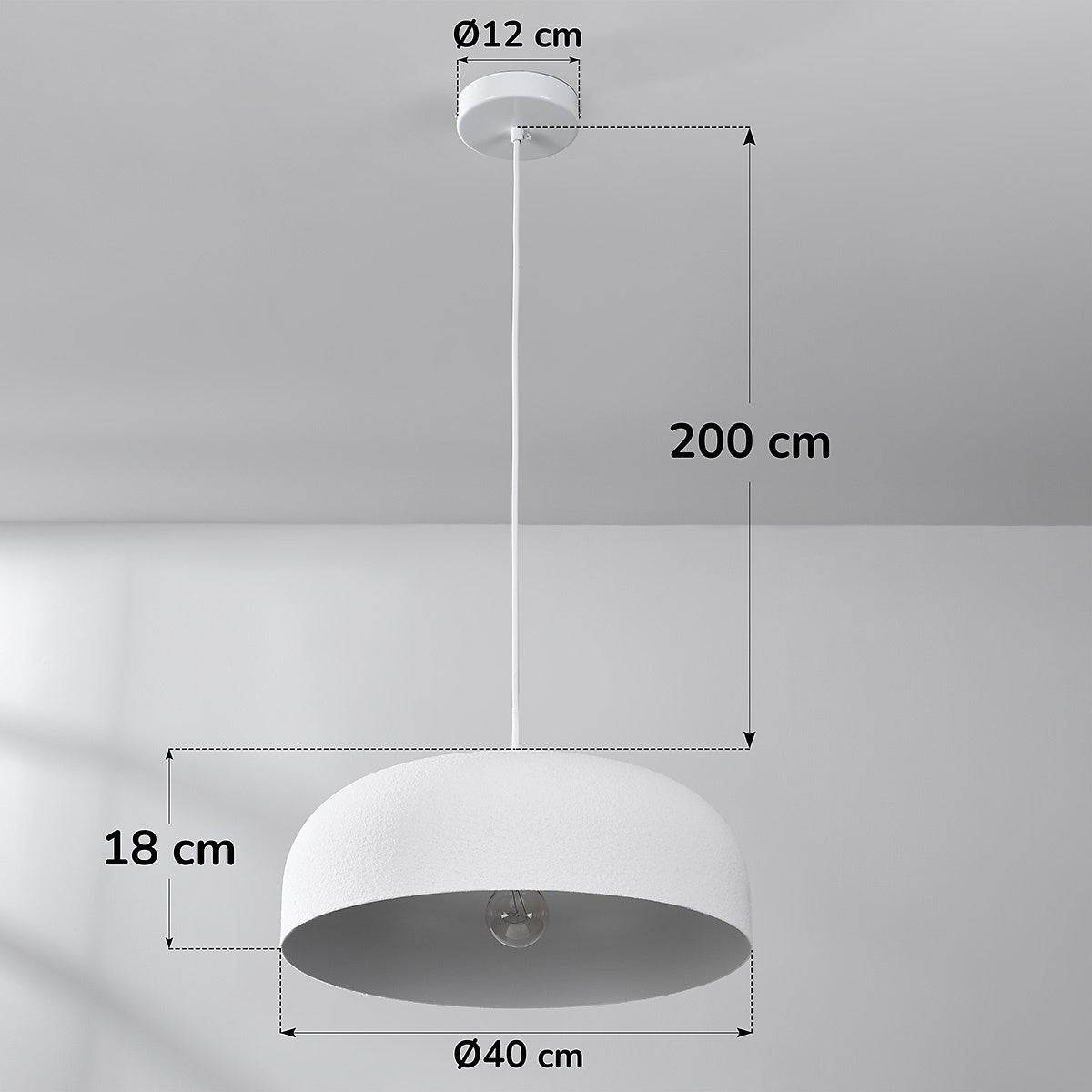 Nube Round Disc Pendant Light — White, 40 cm