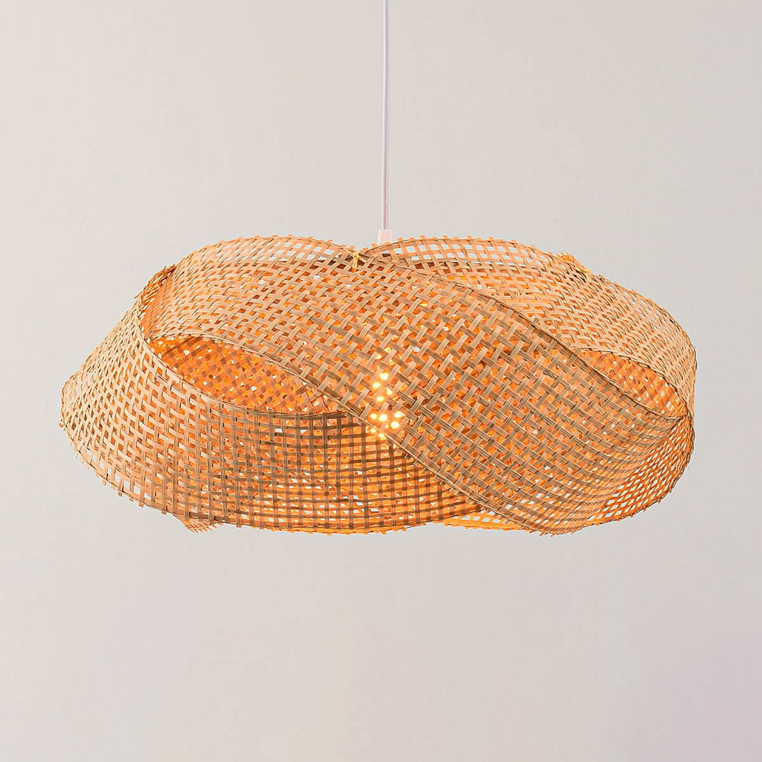 Kumi Woven Bamboo Pendant Light — Natural, 55 cm