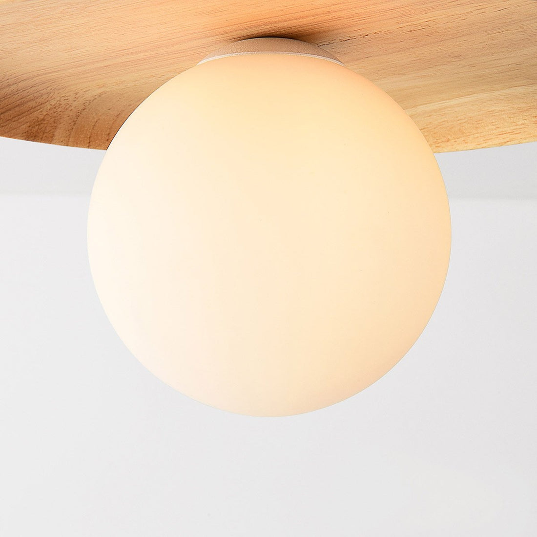 Ludo Wood & Opal Glass Ceiling Light — Light Wood