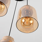 Akiko Travertine & Amber Glass Pendant Light — 3 Lights
