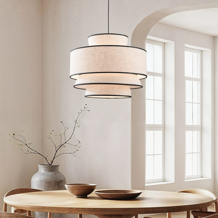 Nori Linen Pendant Light — Natural & Black, 50 cm