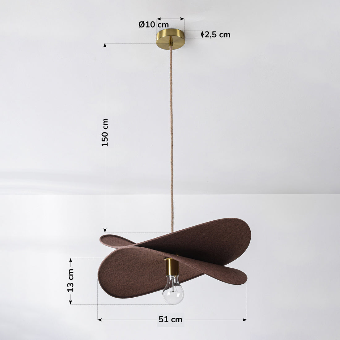 Hemi Linen Pendant Light — Brown