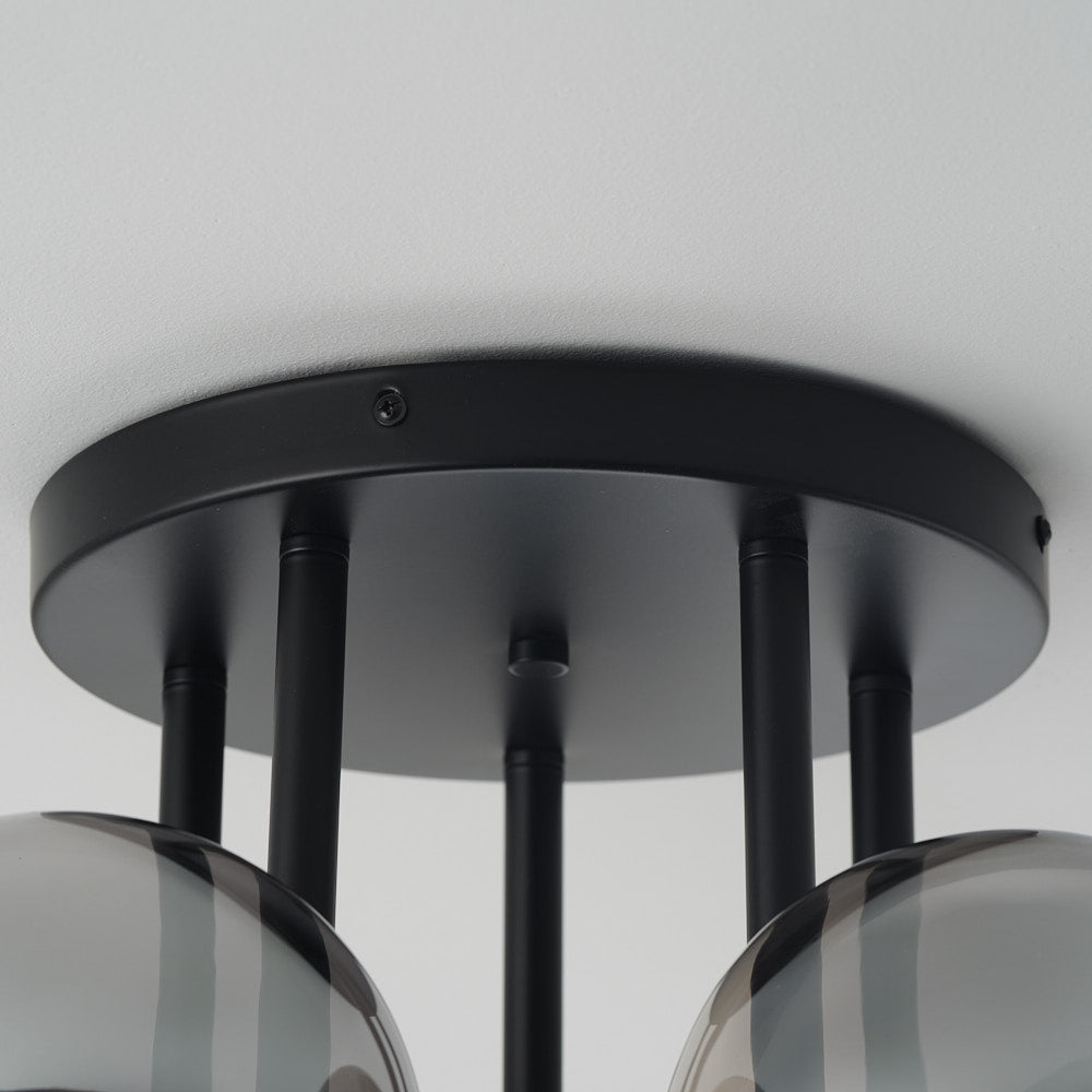 Noir Five-Light Ceiling Light — Black & Smoked Glass