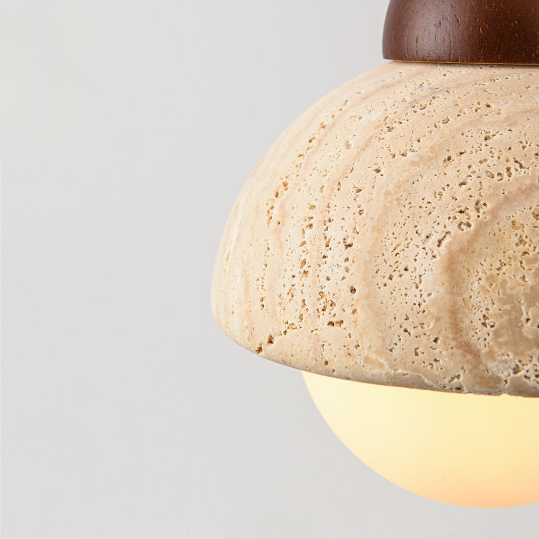 Sabbia Travertine & Glass Pendant Light — 3 Lights, Round