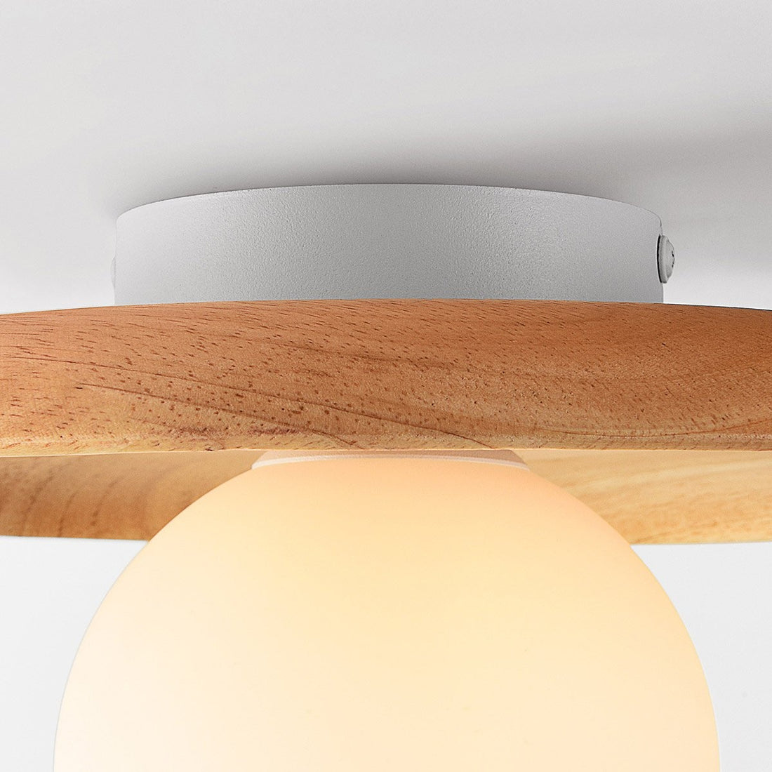 Ludo Wood & Opal Glass Ceiling Light — Light Wood