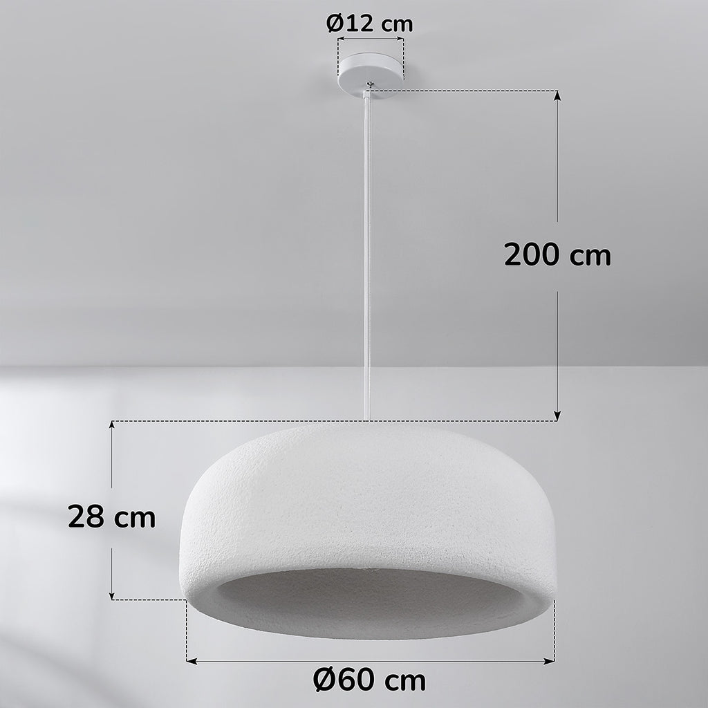Shiro Round Disc Pendant Light — White Stone Effect, 60 cm