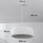 Shiro Round Disc Pendant Light — White Stone Effect, 60 cm