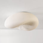 Washi Stone-Effect Flush Ceiling Light — White, 60 cm