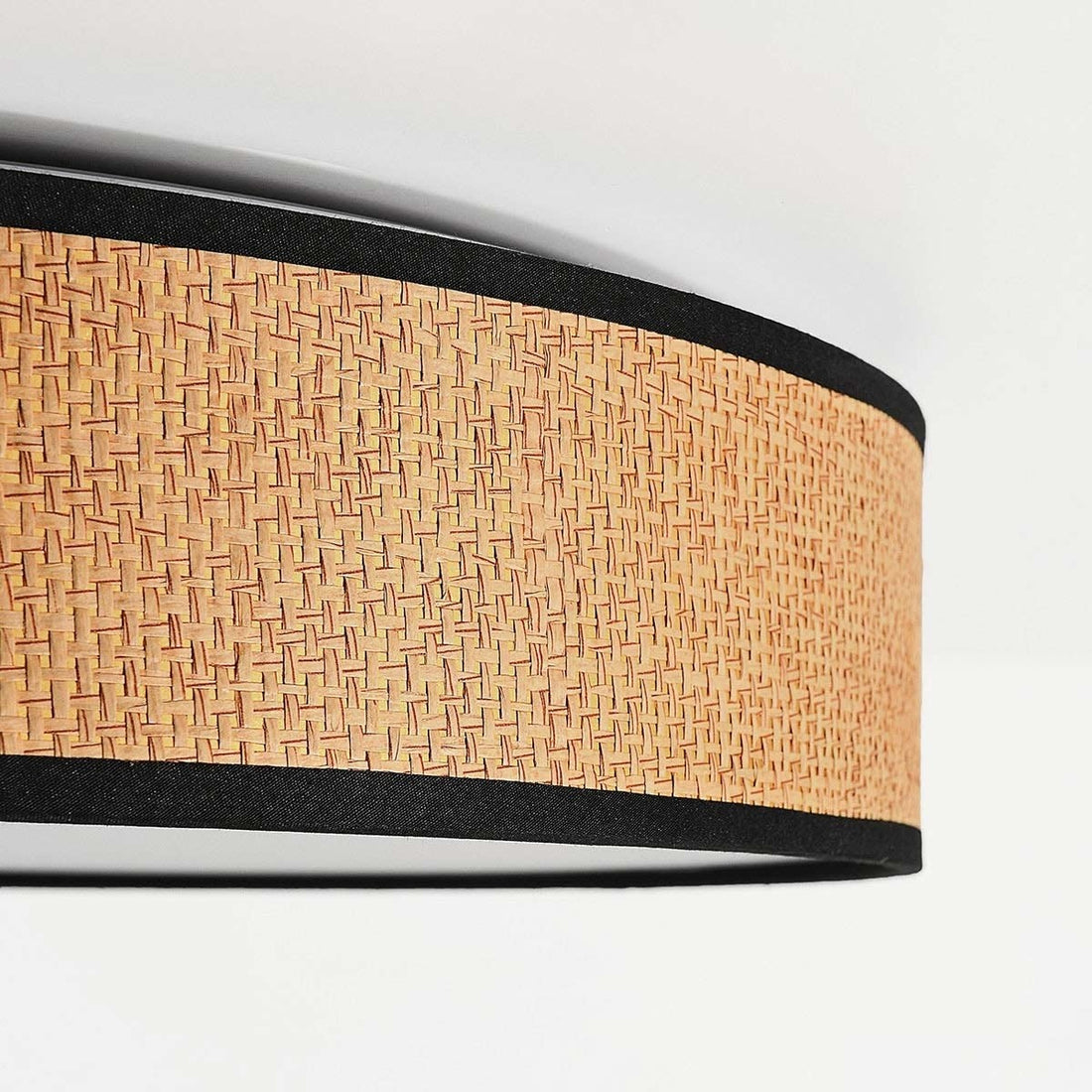 Seto Woven Seagrass LED Ceiling Light — Natural & Black, 50 cm