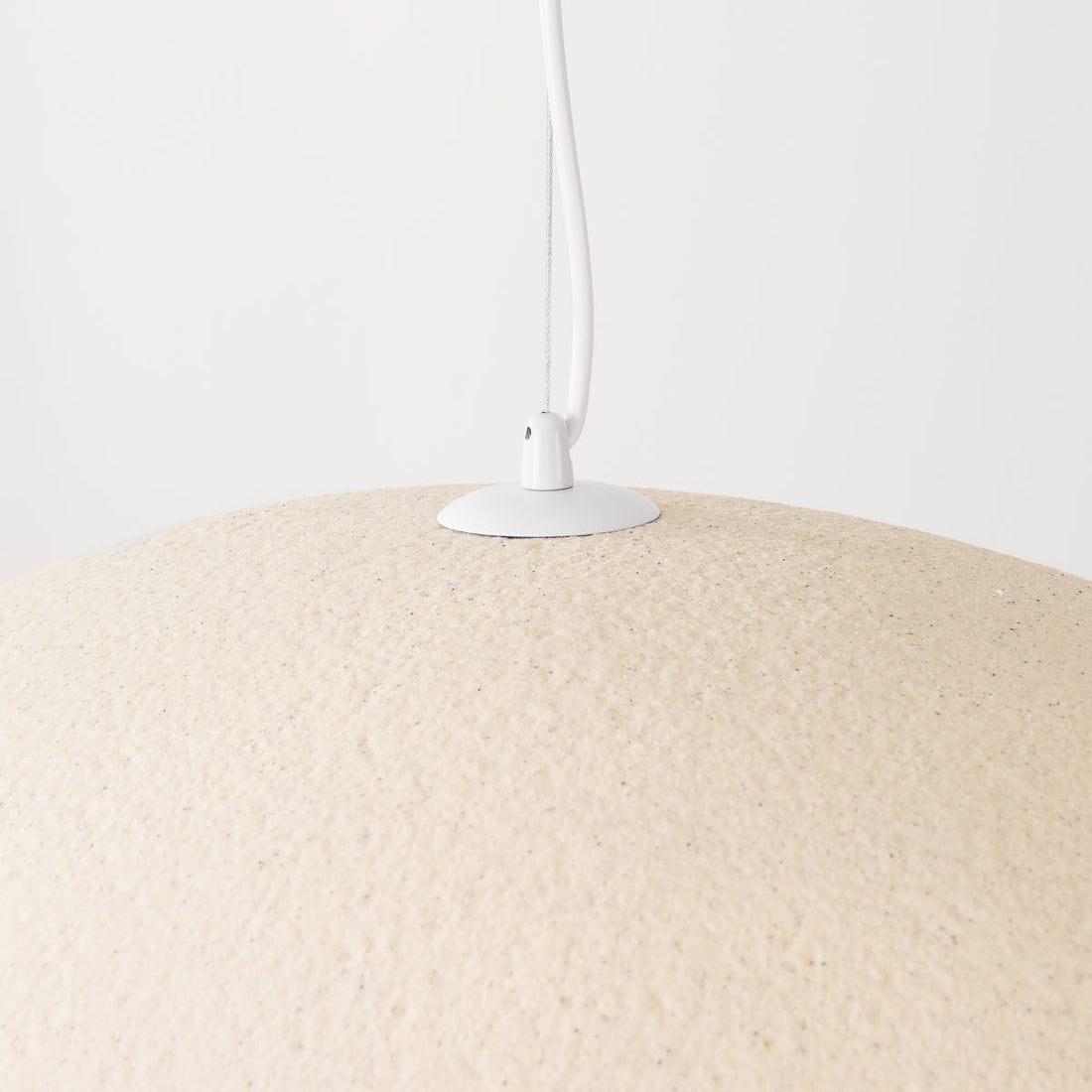 Kaia Curved Stone-Effect Pendant Light — Speckled Sand, 60 cm