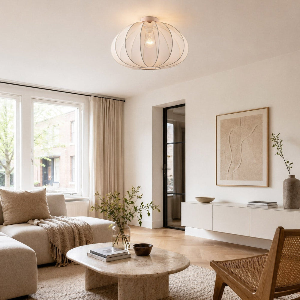 Amaro Fabric Ceiling Light — Light Beige, 50 cm in a room