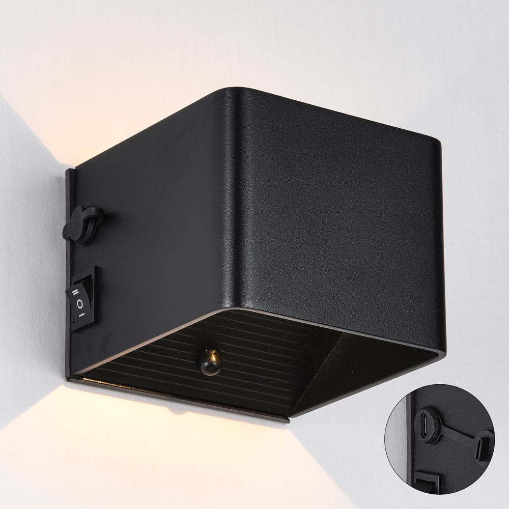 Pike Rechargeable Outdoor Wall Light — Black, Sensor