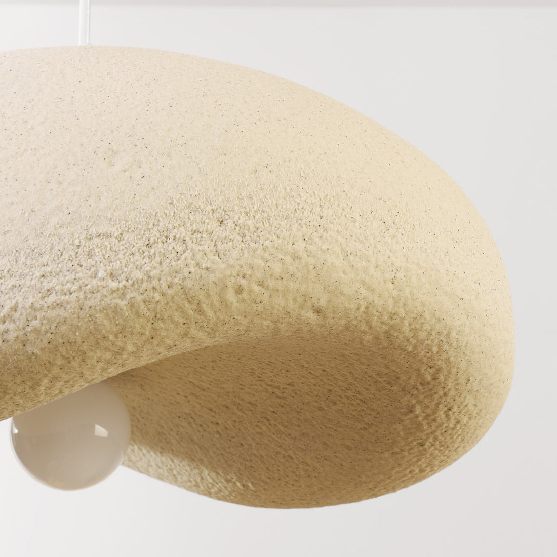 Kaia Curved Stone-Effect Pendant Light — Speckled Sand, 60 cm