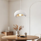 Katsura white stone-effect layered pendant light 40cm diameter hanging in modern interior