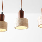 Taoka Travertine & Wood Pendant Light — 4 Lights, Linear