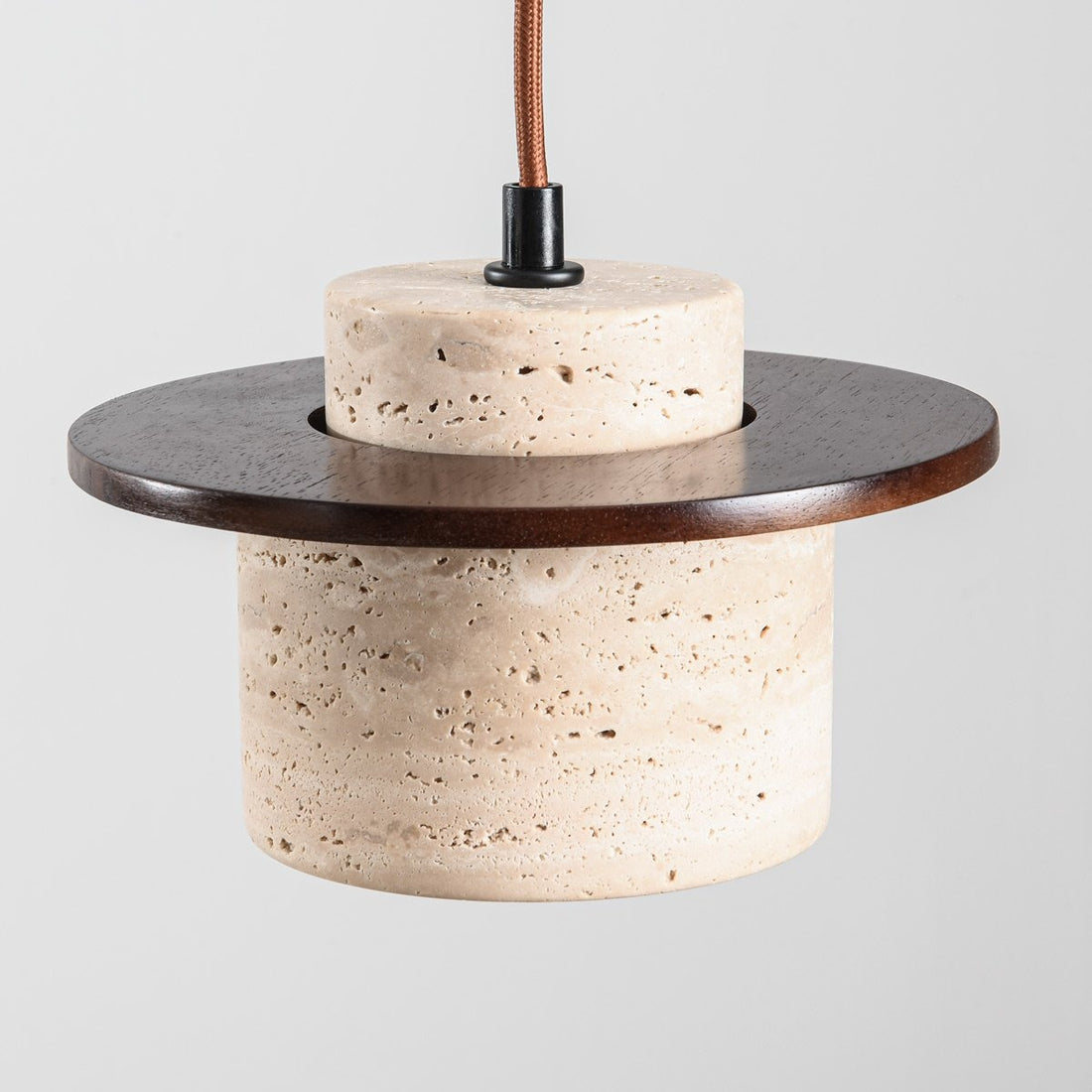 Hoshi Travertine & Wood Pendant Light — 3 Lights