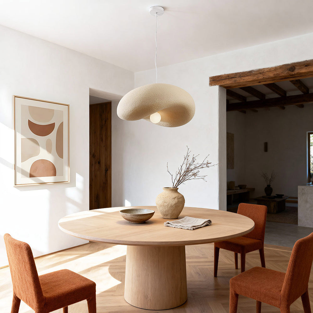 Sand Beige detail on Kaia Curved Stone-Effect Pendant Light — Sand Beige, 60 cm