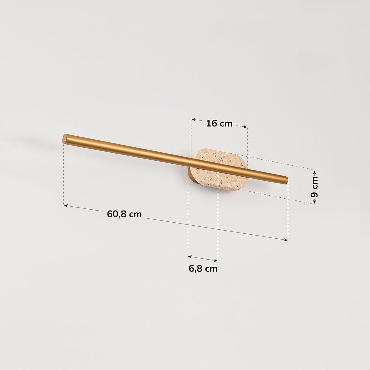 Isola LED Bathroom Wall Light — Travertine & Gold, IP44