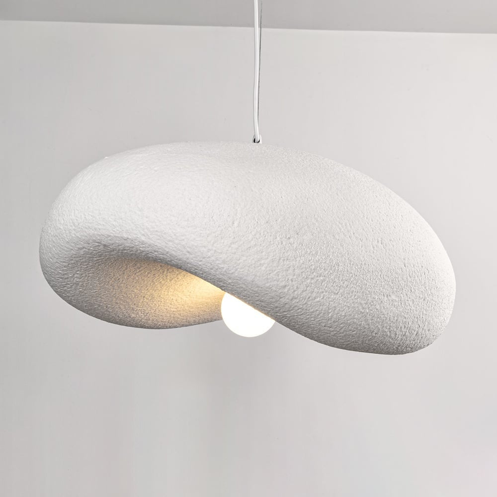 Kaia Curved Stone-Effect Pendant Light — White, 60 cm detail