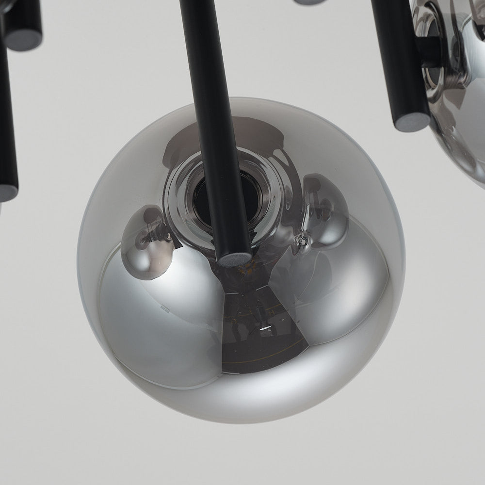 Noir Five-Light Ceiling Light — Black & Smoked Glass