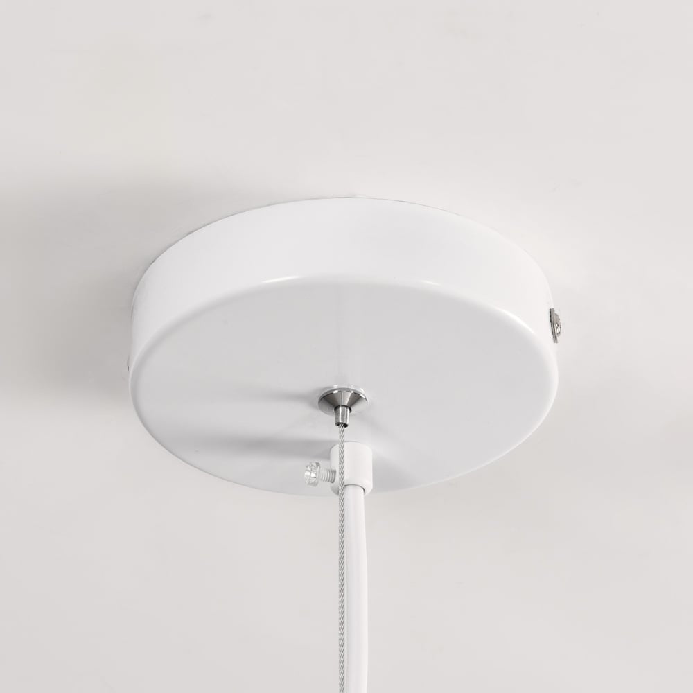 Kaia Curved Stone-Effect Pendant Light — White, 60 cm
