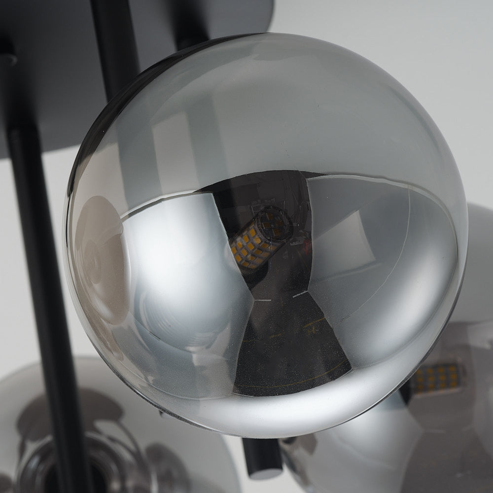 Noir Five-Light Ceiling Light — Black & Smoked Glass