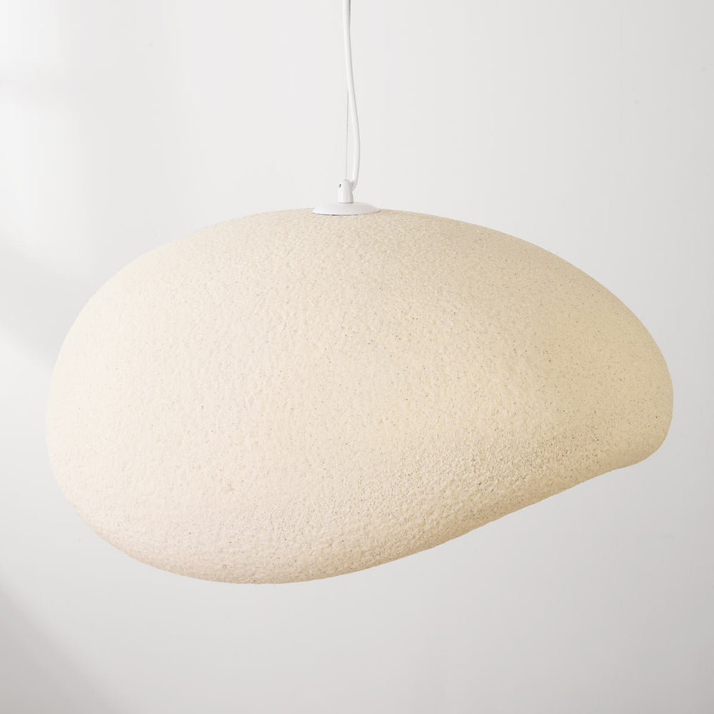 Kaia Curved Stone-Effect Pendant Light — Speckled Sand, 60 cm after dark