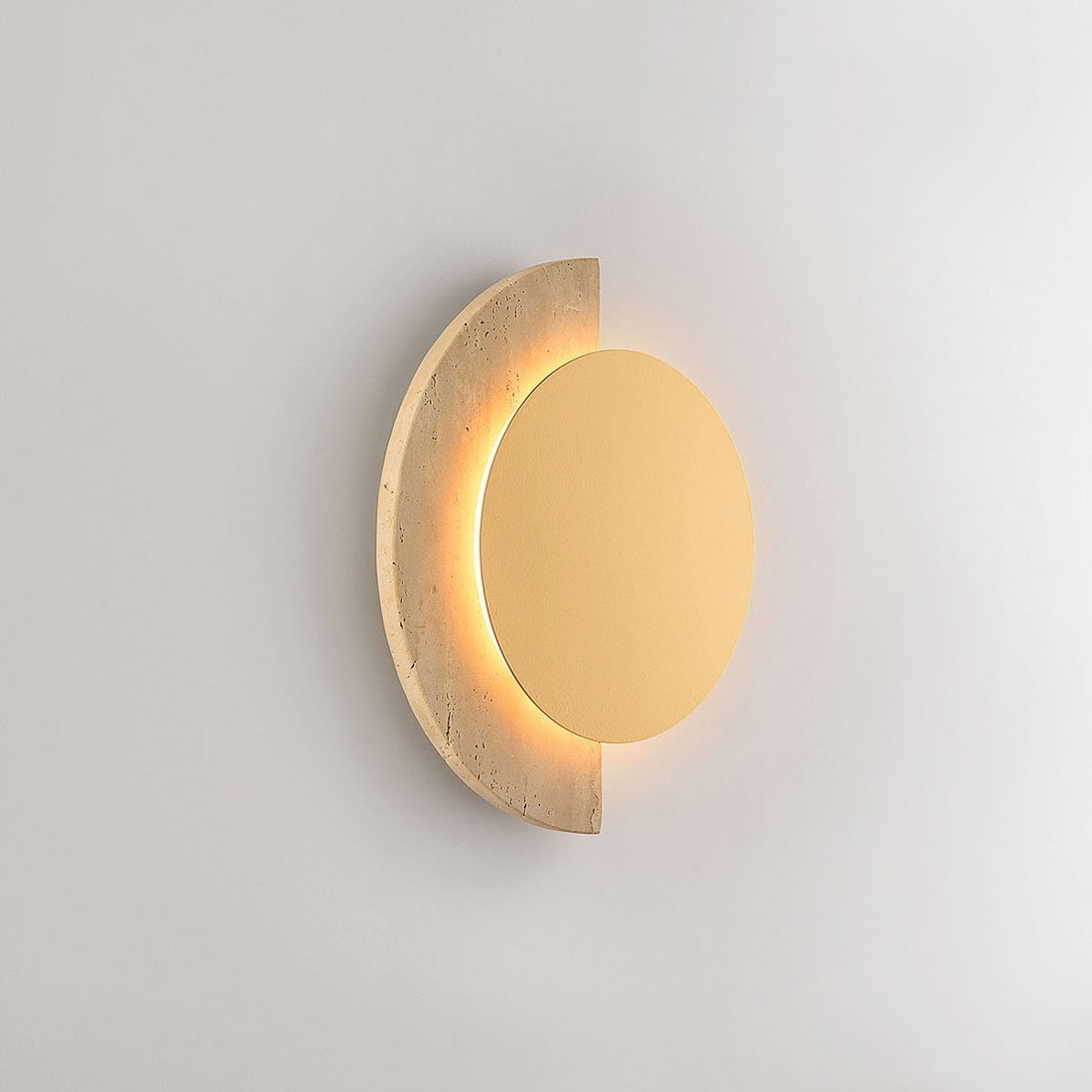 Gilda LED Travertine Wall Light — Gold & Sand Beige