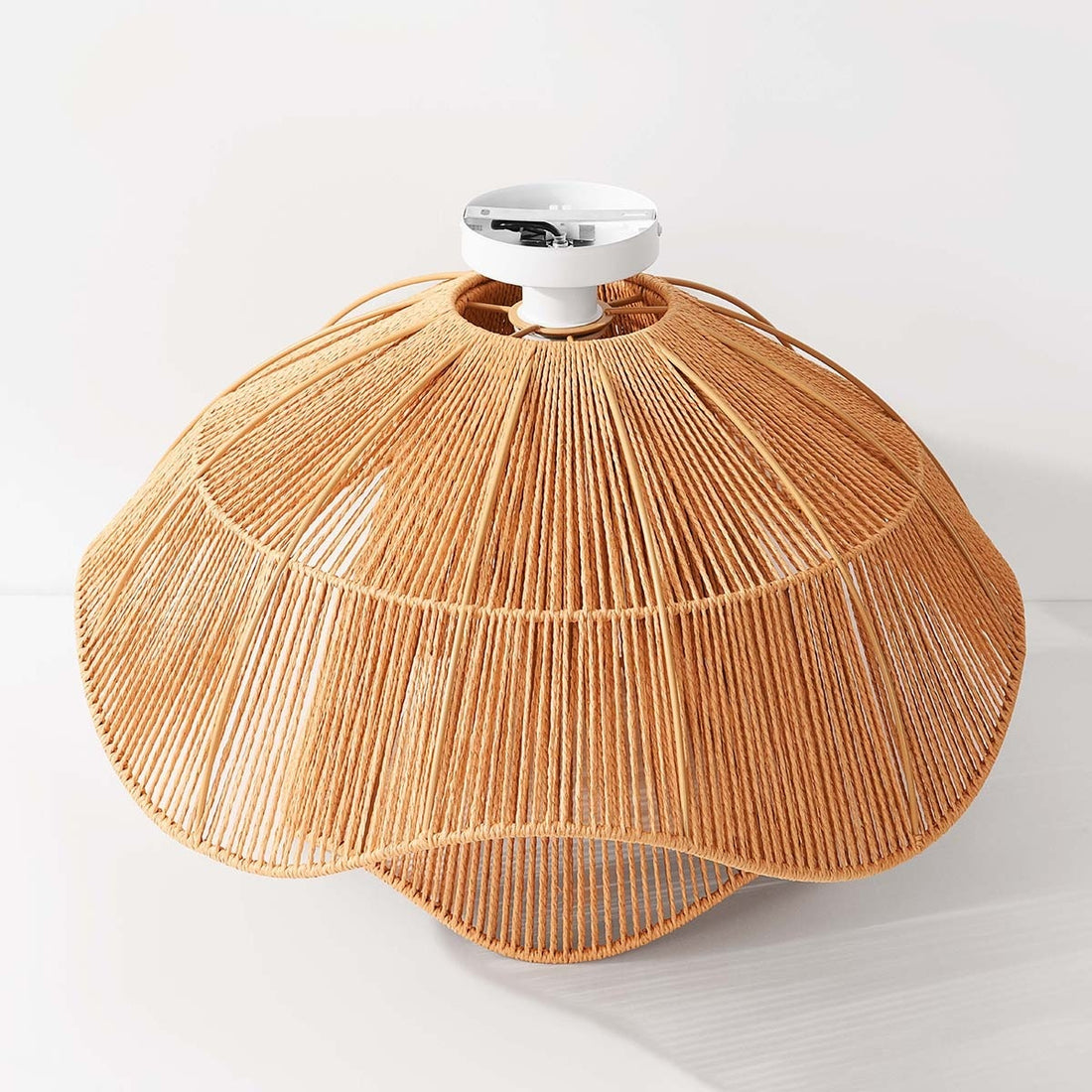 Ravel Woven Paper Cord Ceiling Light — White & Natural