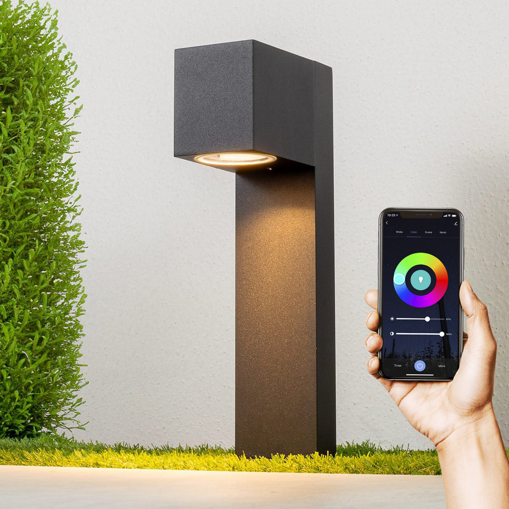 Sky Smart Outdoor Post Light — Black, 30 cm, Wi-Fi Bulb Included after dark
