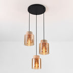 Akiko Travertine & Amber Glass Pendant Light — 3 Lights