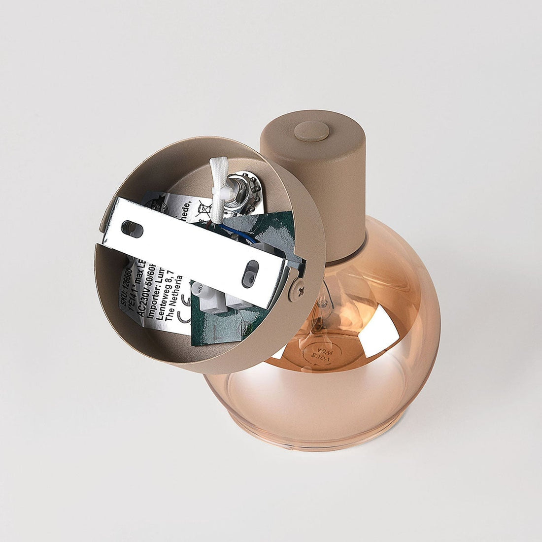 Beno Adjustable Spotlight — Beige & Amber Glass, Single