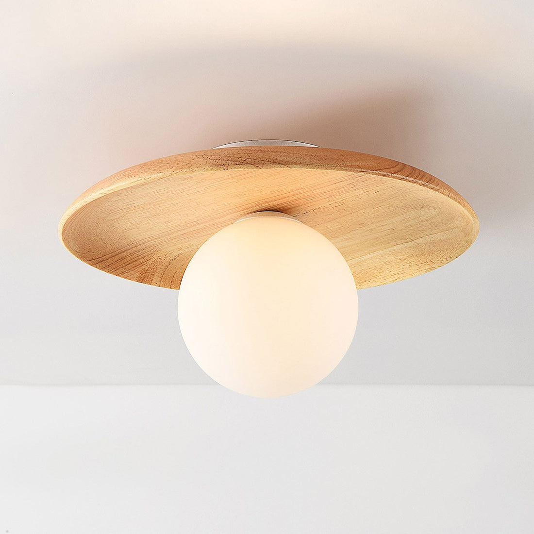 Ludo Wood & Opal Glass Ceiling Light — Light Wood