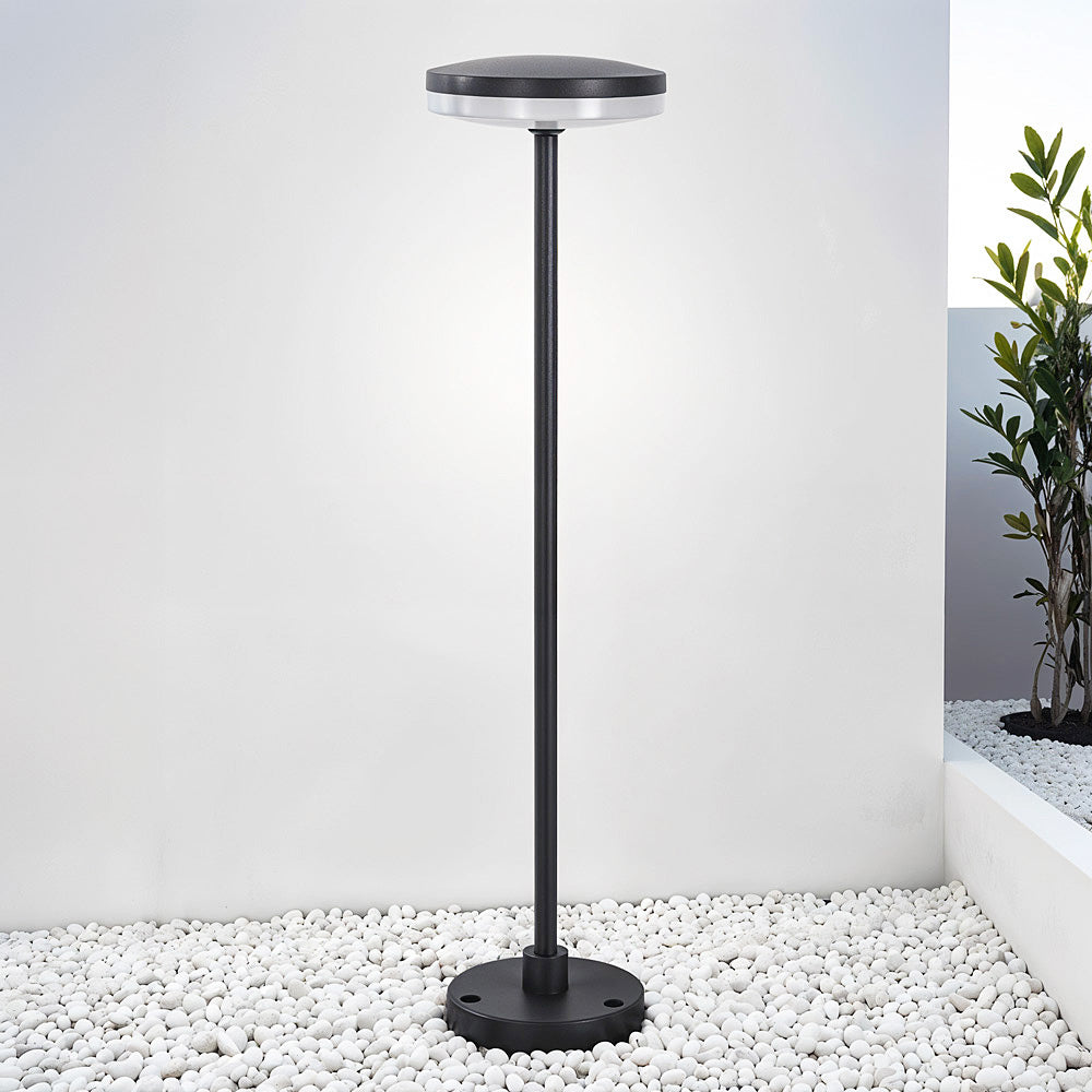 Close-up of Fjord outdoor post light showing opal white diffuser and anthracite finish
