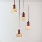 Taoka Travertine & Wood Pendant Light — 4 Lights, Round